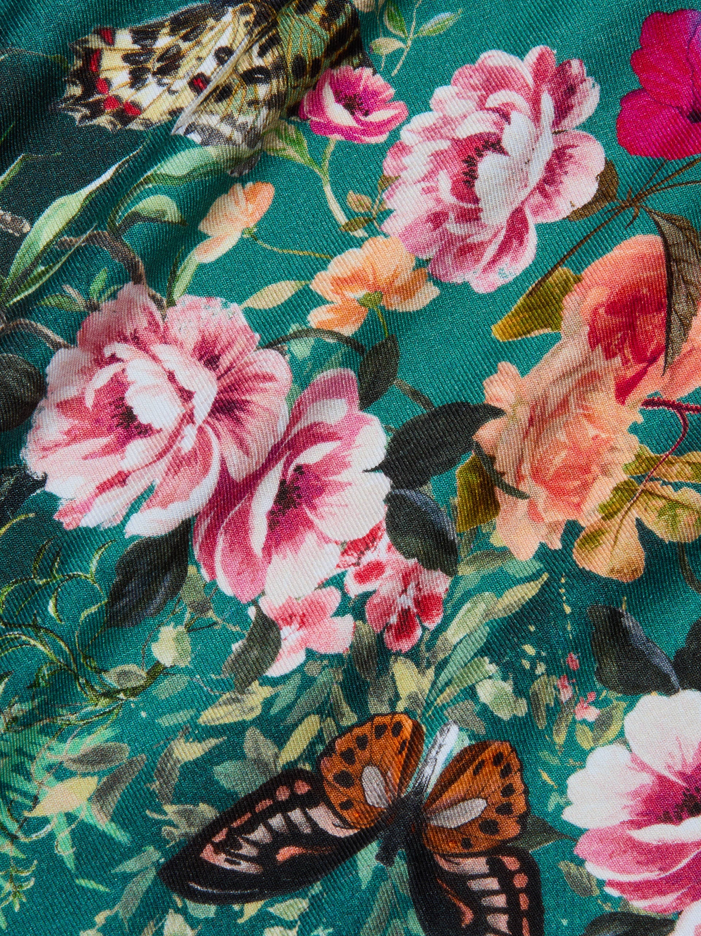 RESSI FITTED TEE IN BOTTLE GREEN MULTI CHARONDA BUTTERFLY