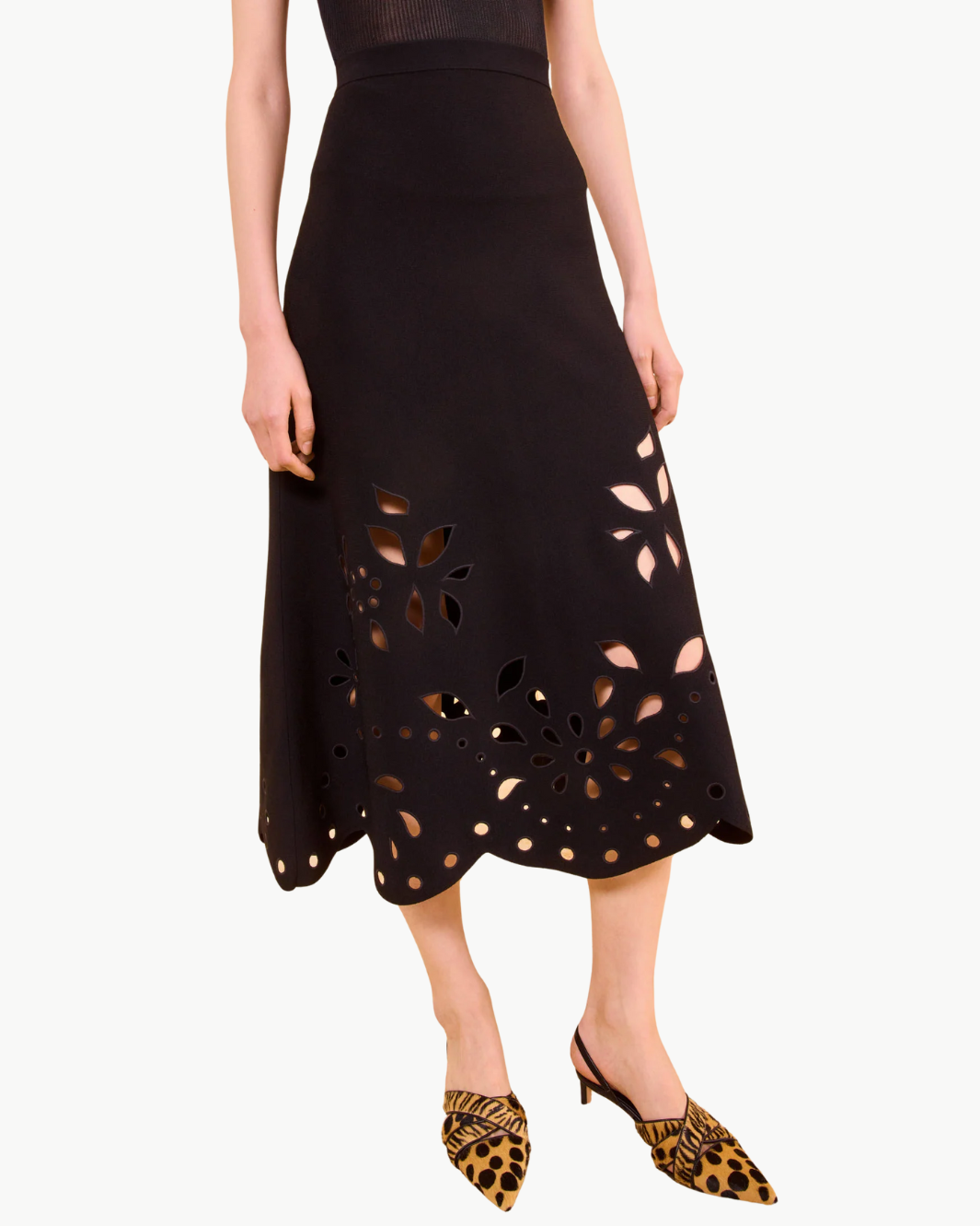 GRACE KNIT MIDI SKIRT IN NOIR