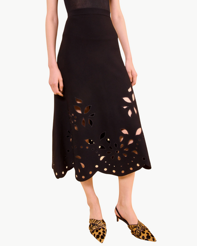 GRACE KNIT MIDI SKIRT IN NOIR