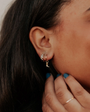 Romi Brown & White Checkered Hoops at Romi Boutique
