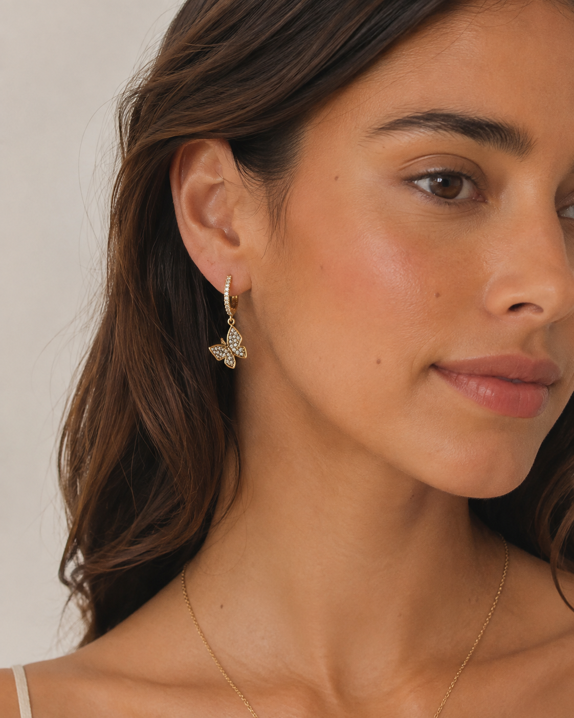 Butterfly Drop Huggie Earrings