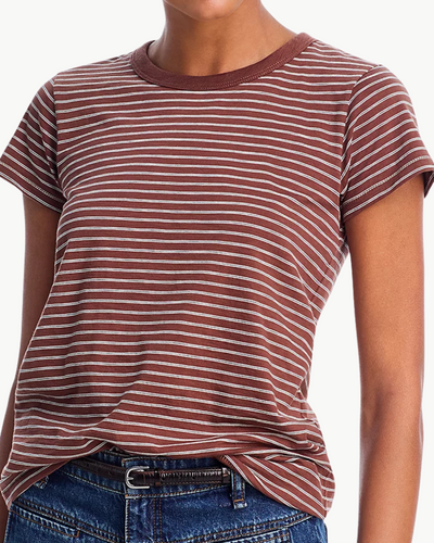 THE SLUB STRIPED TEE IN BROWN MULTI