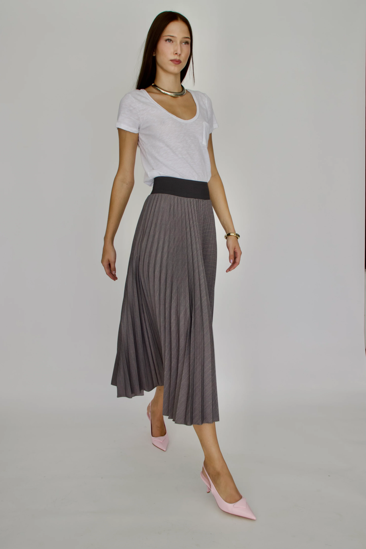 PINSTRIPE SKIRT IN GREY