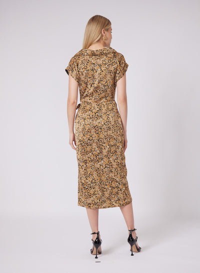 KALI DRESS IN GOLD DUSTED PRINT