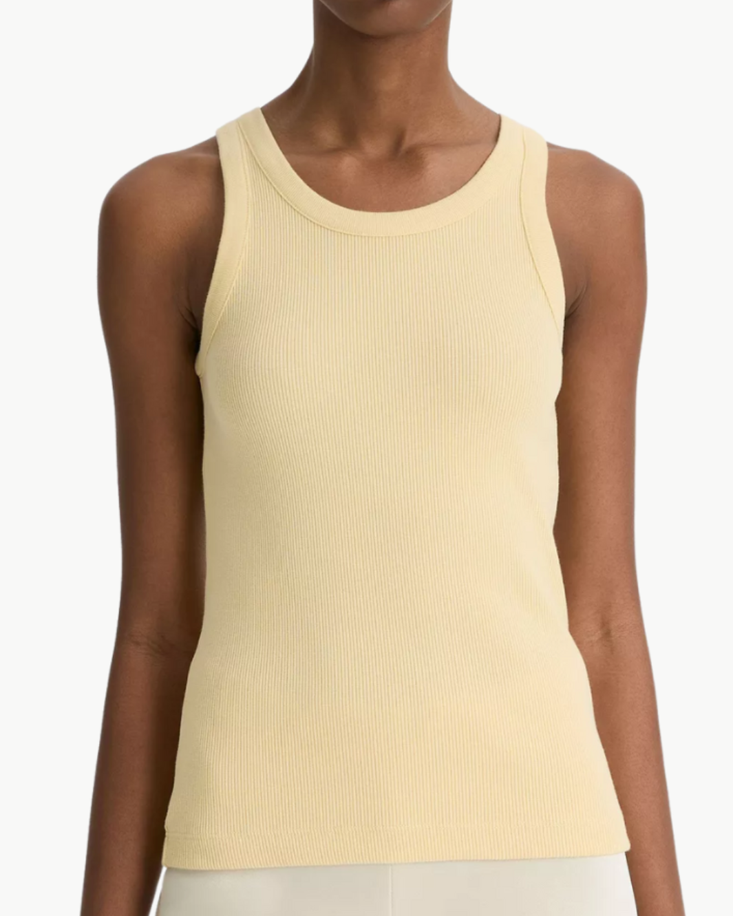 RIBBED SCOOP-NECK TANK IN BUTTER