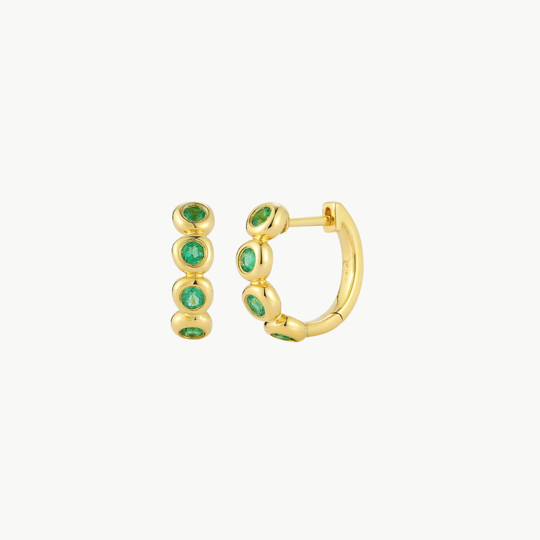 EF Collection Emerald Pillow Huggie Earring at Romi Boutique