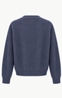 Autumn Cashmere Raglan Links Stitch Stripe Crew at Romi Boutique