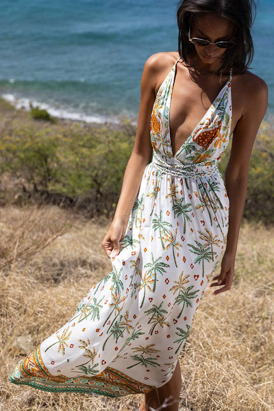 LONG DRESS CALLA IN GREEN EQUATOR - Romi Boutique