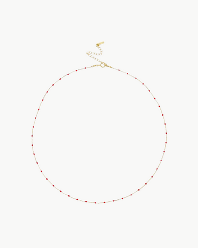 ENAMEL BEAD NECKLACE IN POPPY RED - Romi Boutique