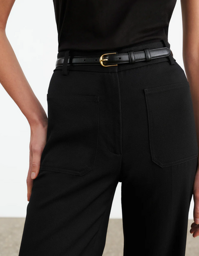 JANE BELT IN BLACK W/ BRASS BUCKLE