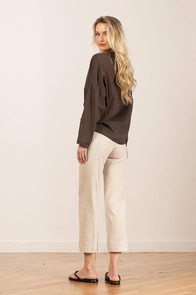 ALEX LINEN PANT IN OATMEAL - Romi Boutique