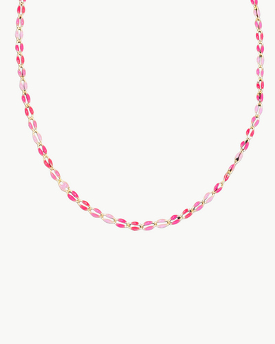 OVAL LINK NECKLACE IN PINK MULTI - Romi Boutique