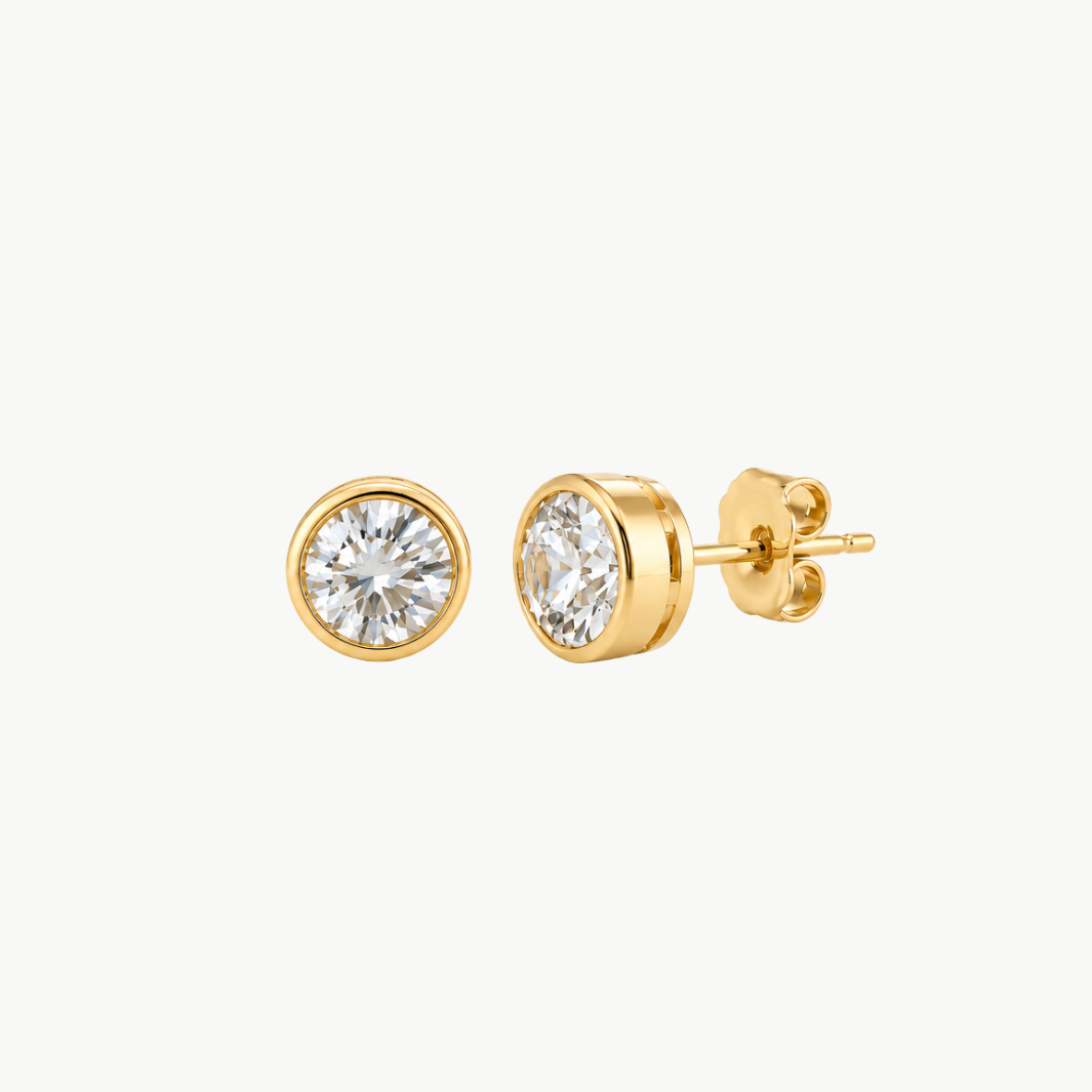 Emerson Stone Solstice Statement Bezel Diamond Studs at Romi Boutique