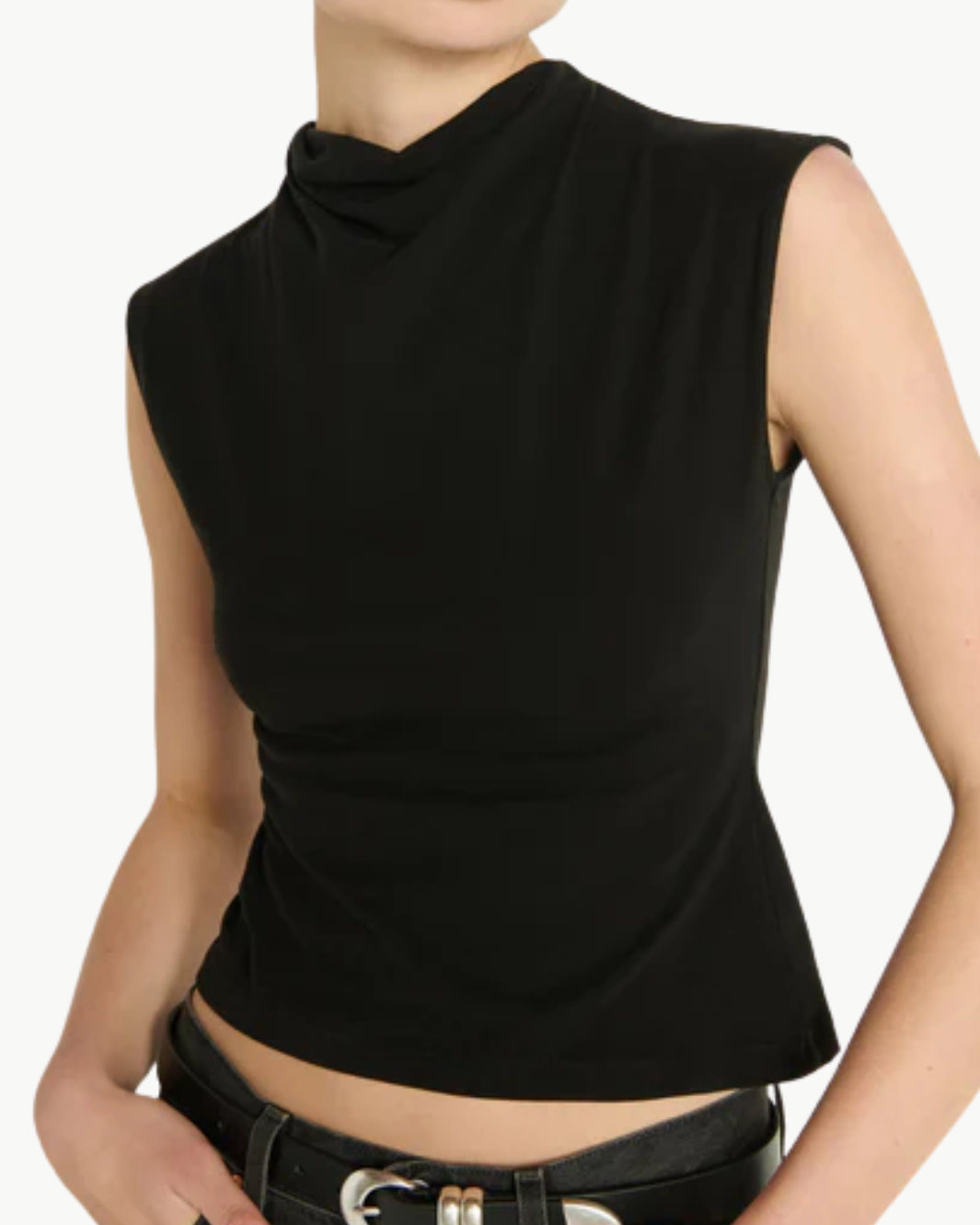 LULU MOCK NECK TOP IN JET BLACK - Romi Boutique