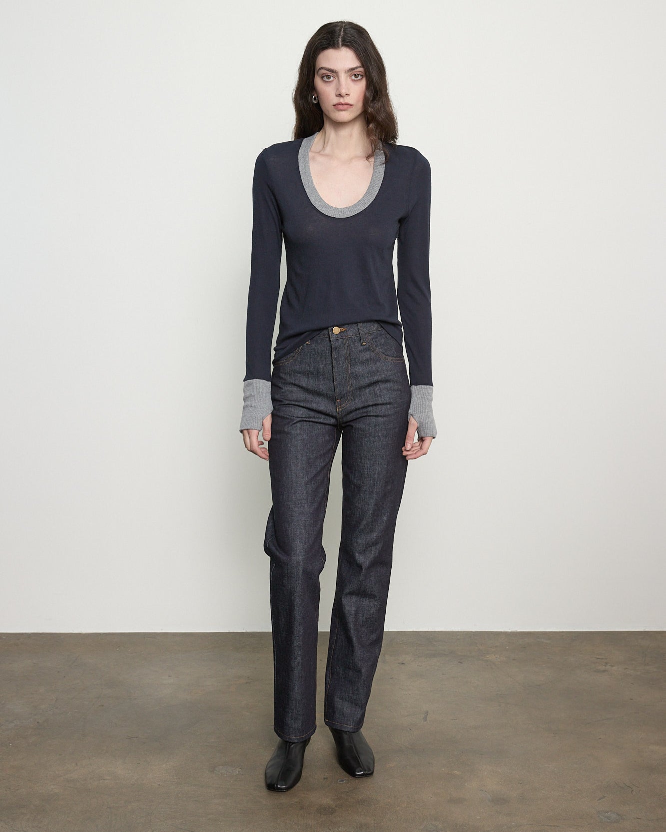 Enza Costa Fine Cashmere Easy Cuffed U Shirt at Romi Boutique