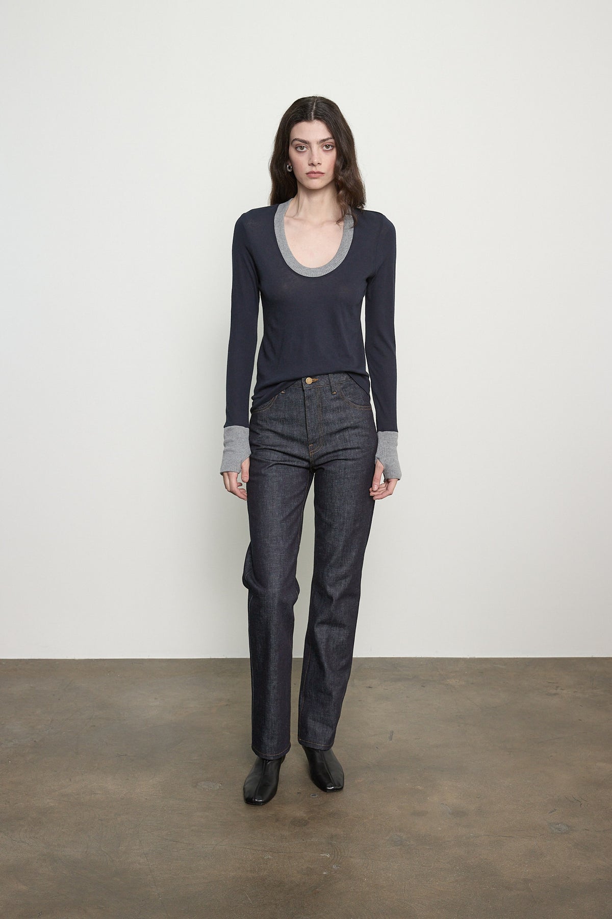 Enza Costa Fine Cashmere Easy Cuffed U Shirt at Romi Boutique