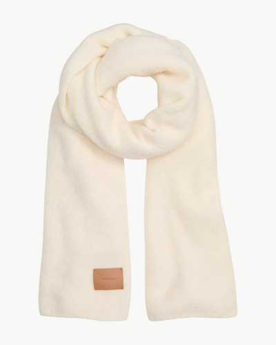 BOUCLE REVERSE JERSEY KNIT OVERSIZE SCARF IN WHITE SAND