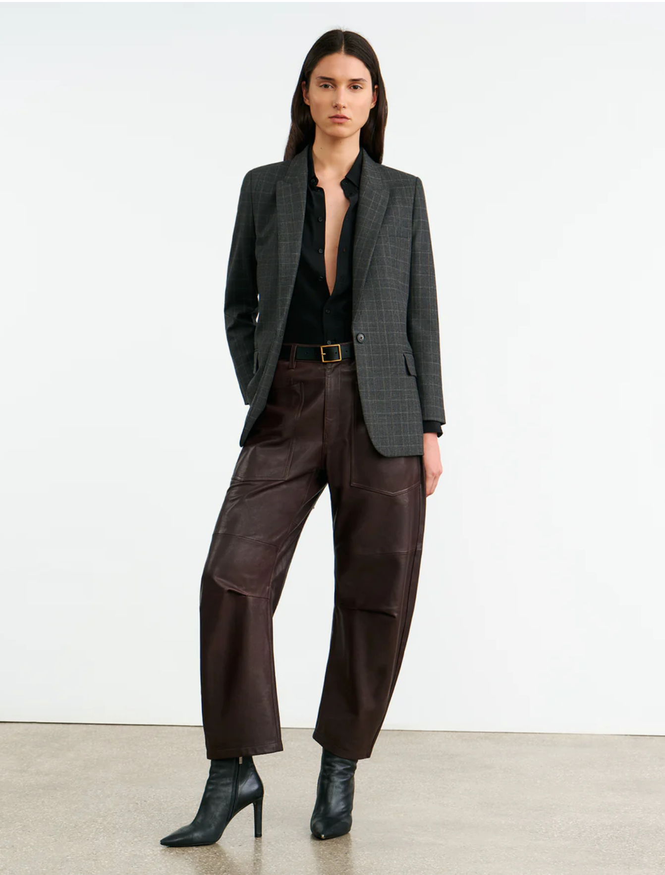 SHON LEATHER PANT IN DARK BROWN