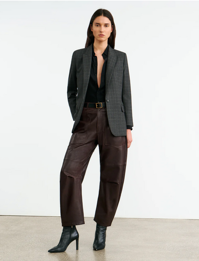 SHON LEATHER PANT IN DARK BROWN