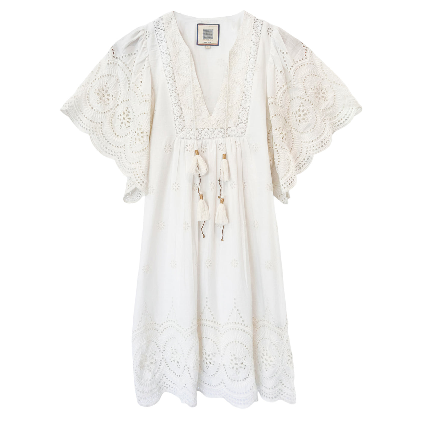 ANGEL DRESS IN WHITE EYELET - Romi Boutique