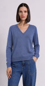 Minnie Rose Cashmere Long Sleeve Shrunken V Neck at Romi Boutique
