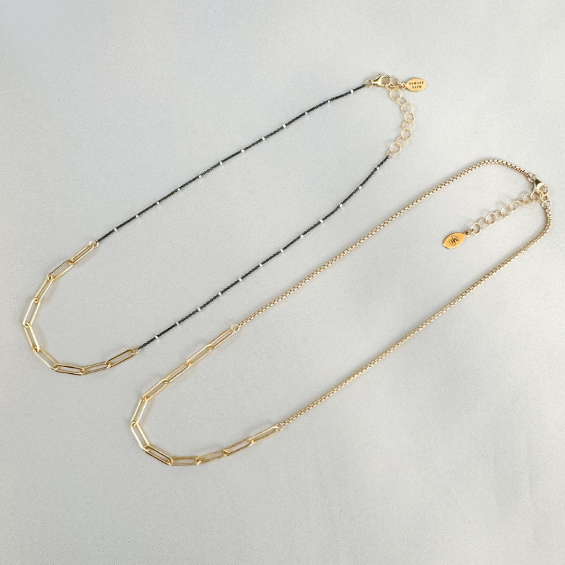 Maya Bauman LINK MIX NECKLACE IN MIX METAL at Romi Boutique