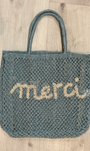 THE JACKSONS MERCI JUTE BAG IN SKY at Romi Boutique