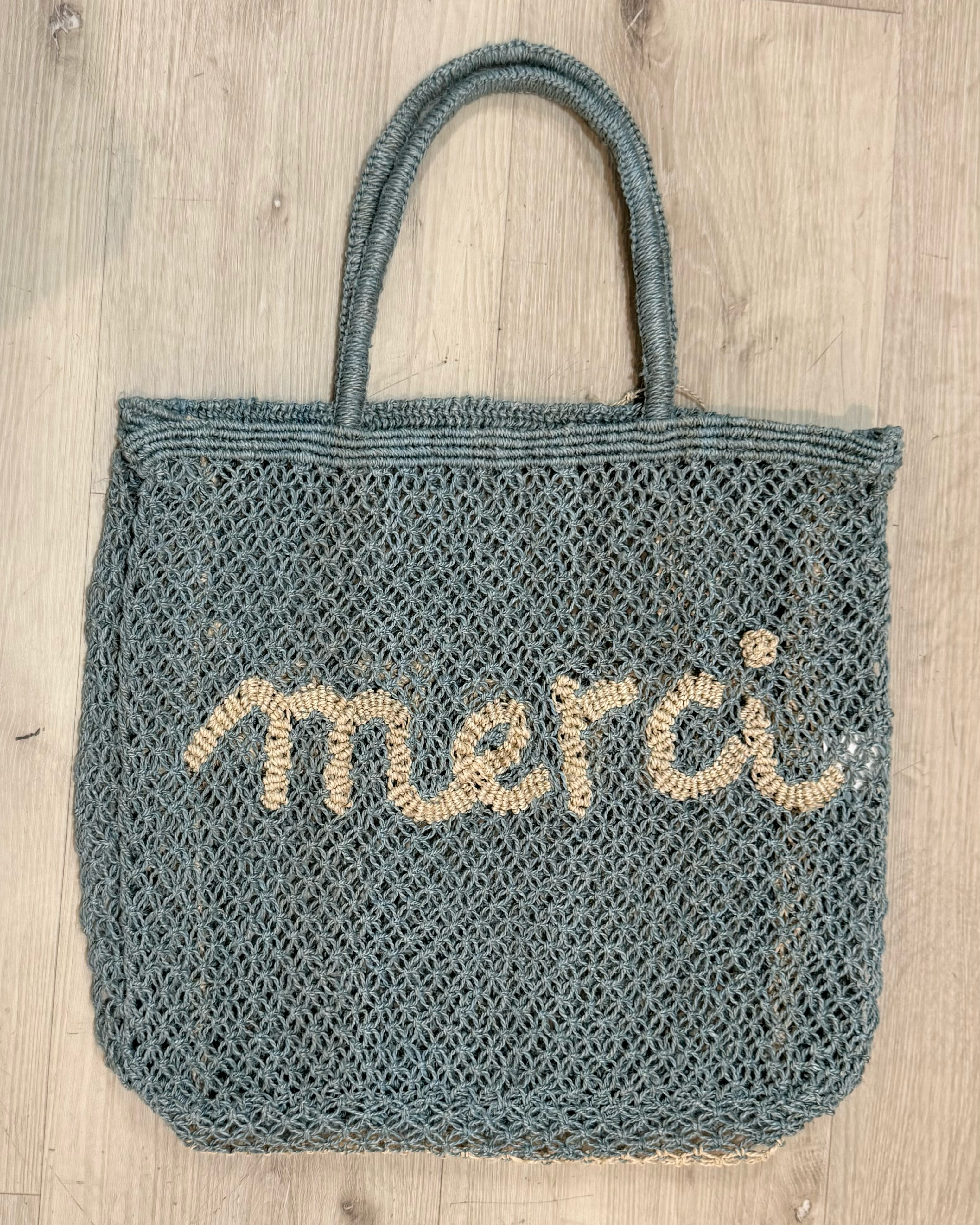 THE JACKSONS MERCI JUTE BAG IN SKY at Romi Boutique