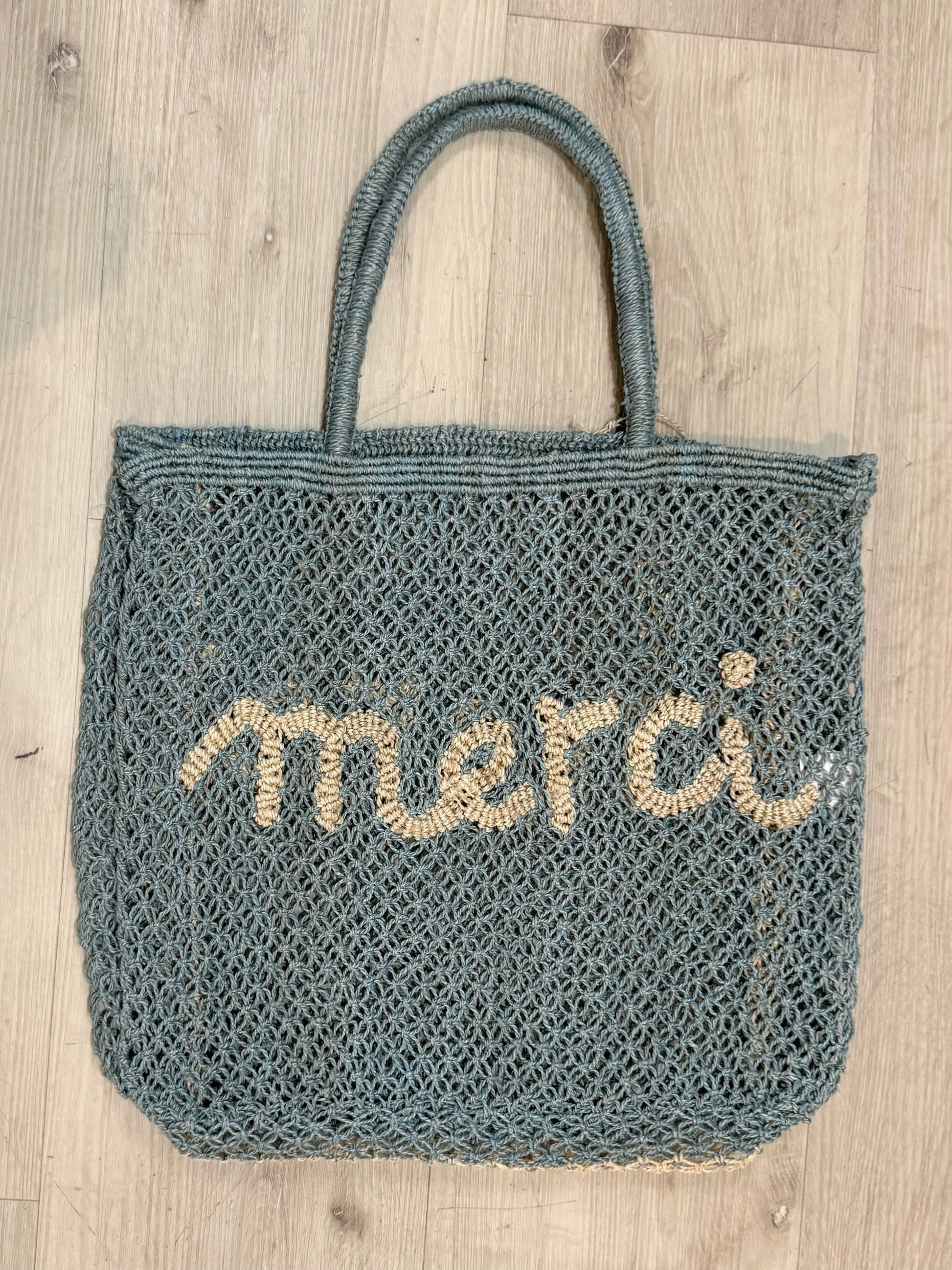 THE JACKSONS MERCI JUTE BAG IN SKY at Romi Boutique