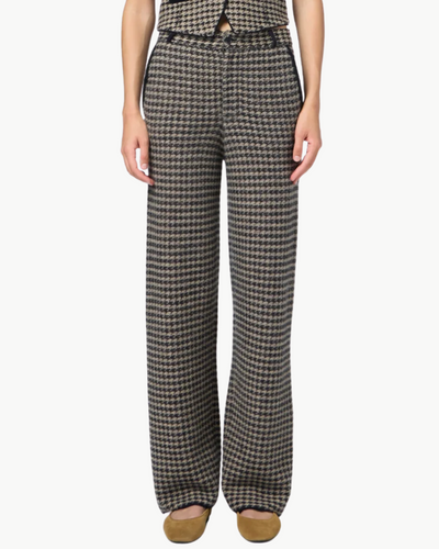 HOUNDSTOOTH TAILORED TROUSER IN BLACK/DUNE