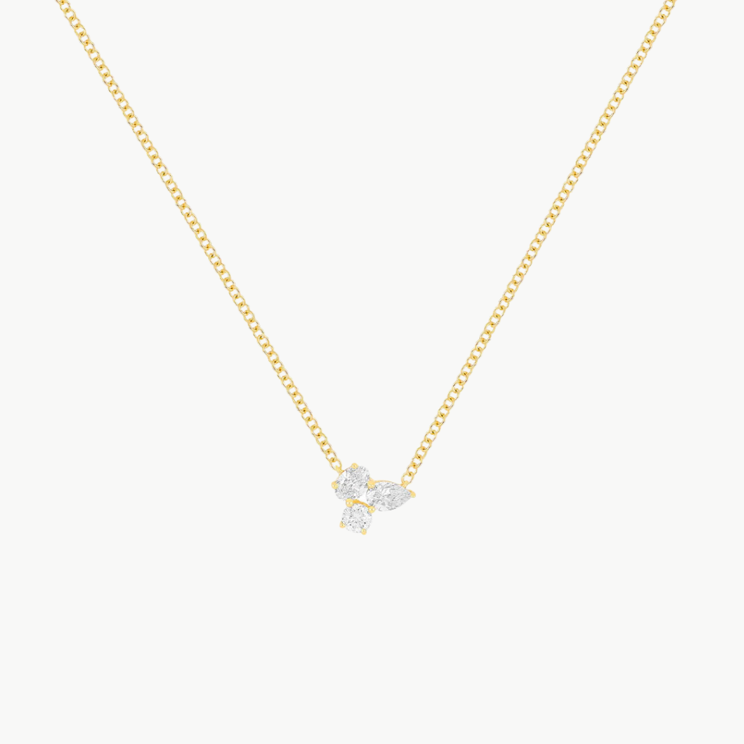 EF Collection Triple Diamond Cluster Necklace at Romi Boutique