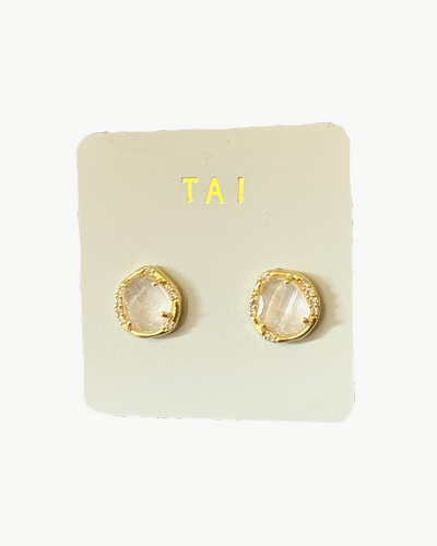 ORGANIC STONE STUD IN ROSE QUARTZ