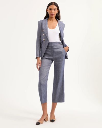 AUBRIE LINEN PANT IN BLUE MELANGE