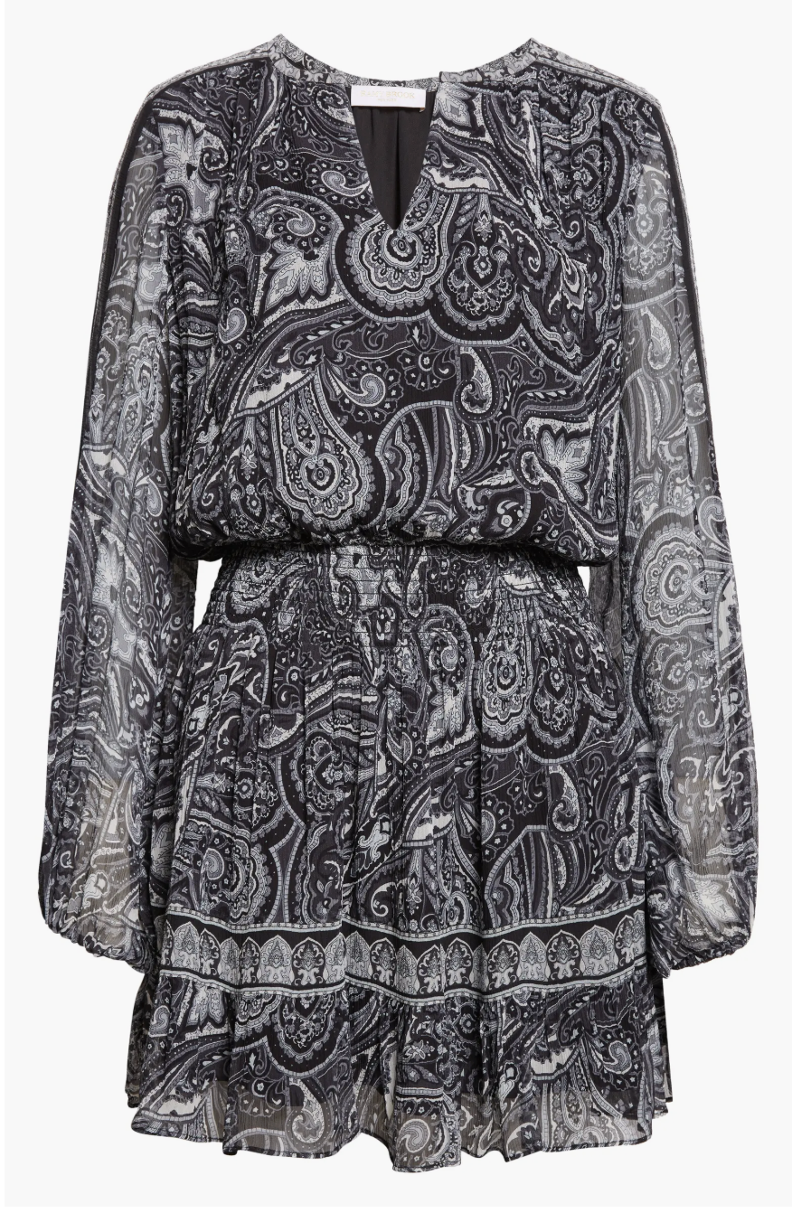 MARICELA MINI DRESS IN BLACK PAISLEY