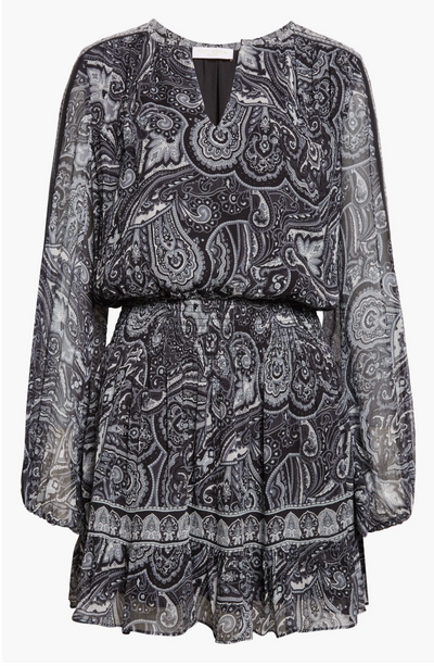 MARICELA MINI DRESS IN BLACK PAISLEY