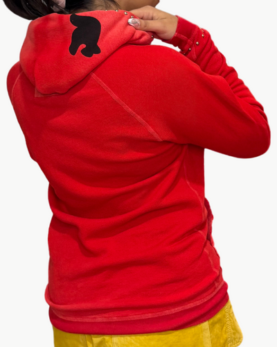 SUPERVINTAGE YUMM HOMESTUD SHRUNKEN HOODIE IN HOTRED POWDER