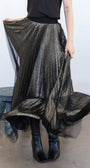 Loyd/Ford Metallic Pleat Skirt with Mesh Overlay at Romi Boutique