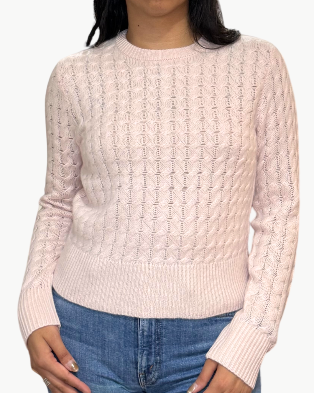 CASHMERE CABLE SHRUNKEN CREW