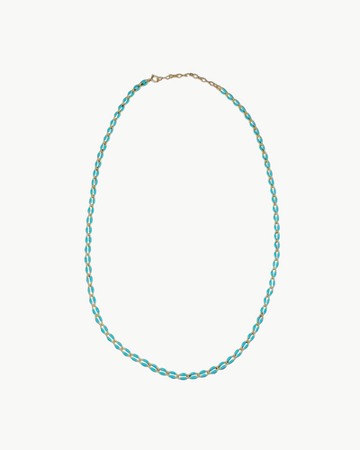 OVAL LINK NECKLACE IN TEAL - Romi Boutique