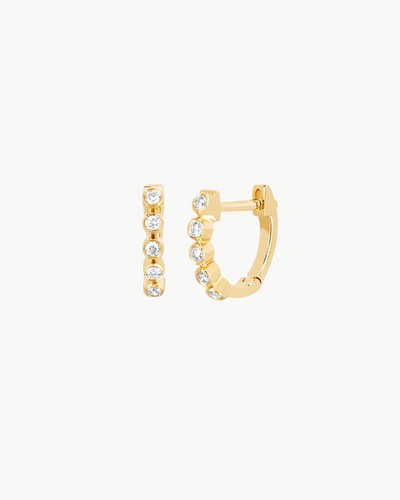 DIAMOND BEZEL MINI HUGGIE EARRING IN 14K YELLOW GOLD