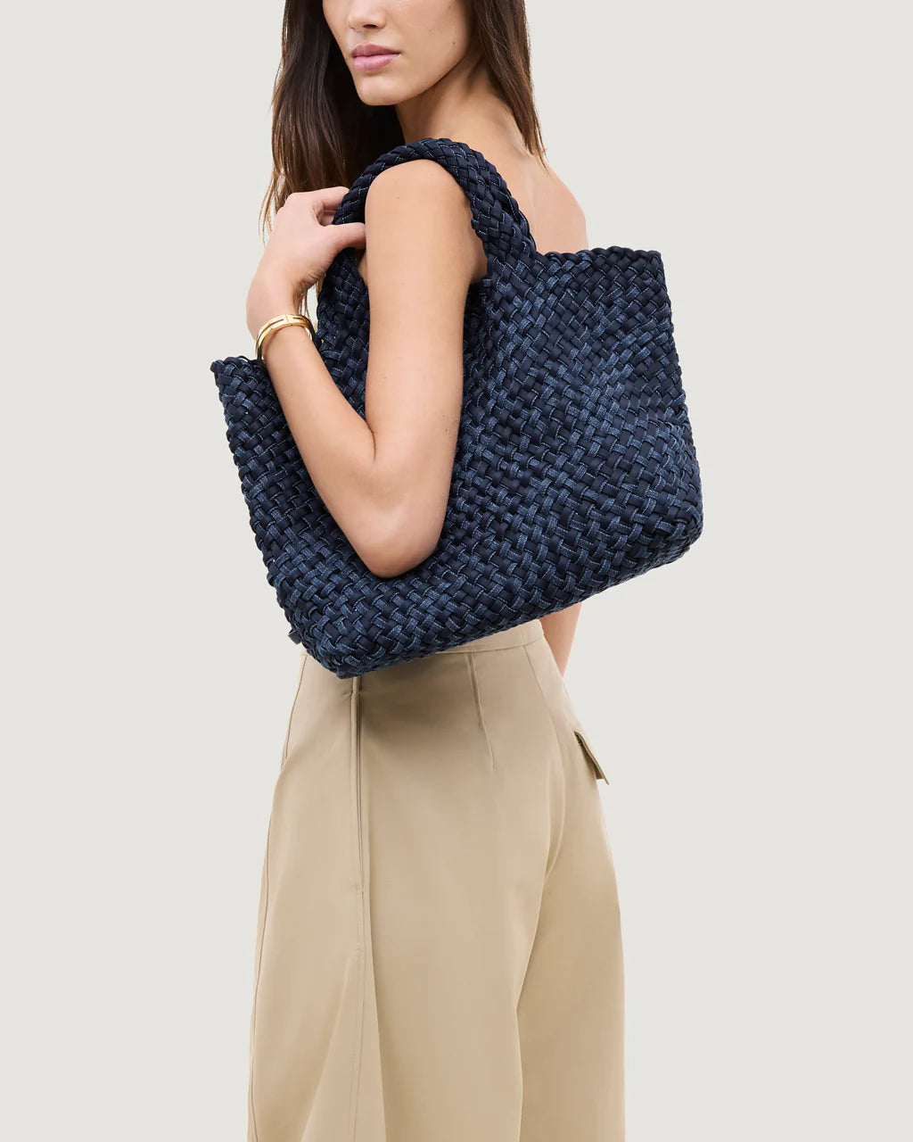 Naghedi ST. BARTHS MEDIUM TOTE DOUBLE WEAVE DENIM at Romi Boutique