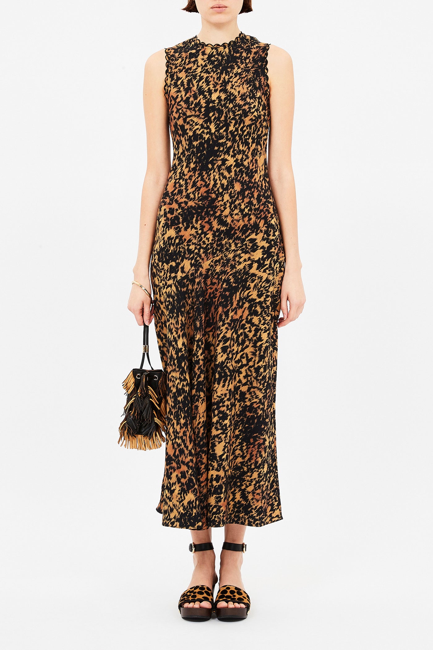 CLEA SLEEVELESS BIAS MIDI DRESS IN SAVANNAH
