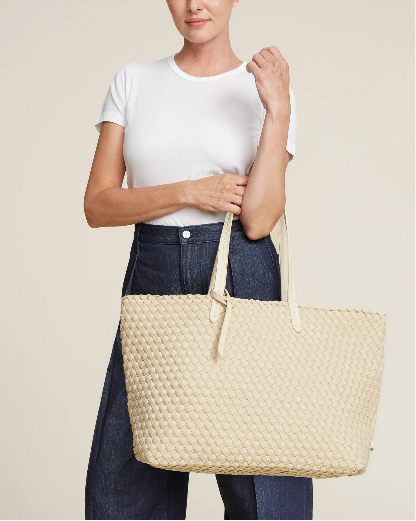 JETSETTER LARGE TOTE IN ECRU - Romi Boutique