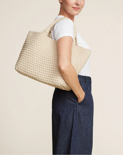 ST. BARTHS MEDIUM TOTE IN ECRU