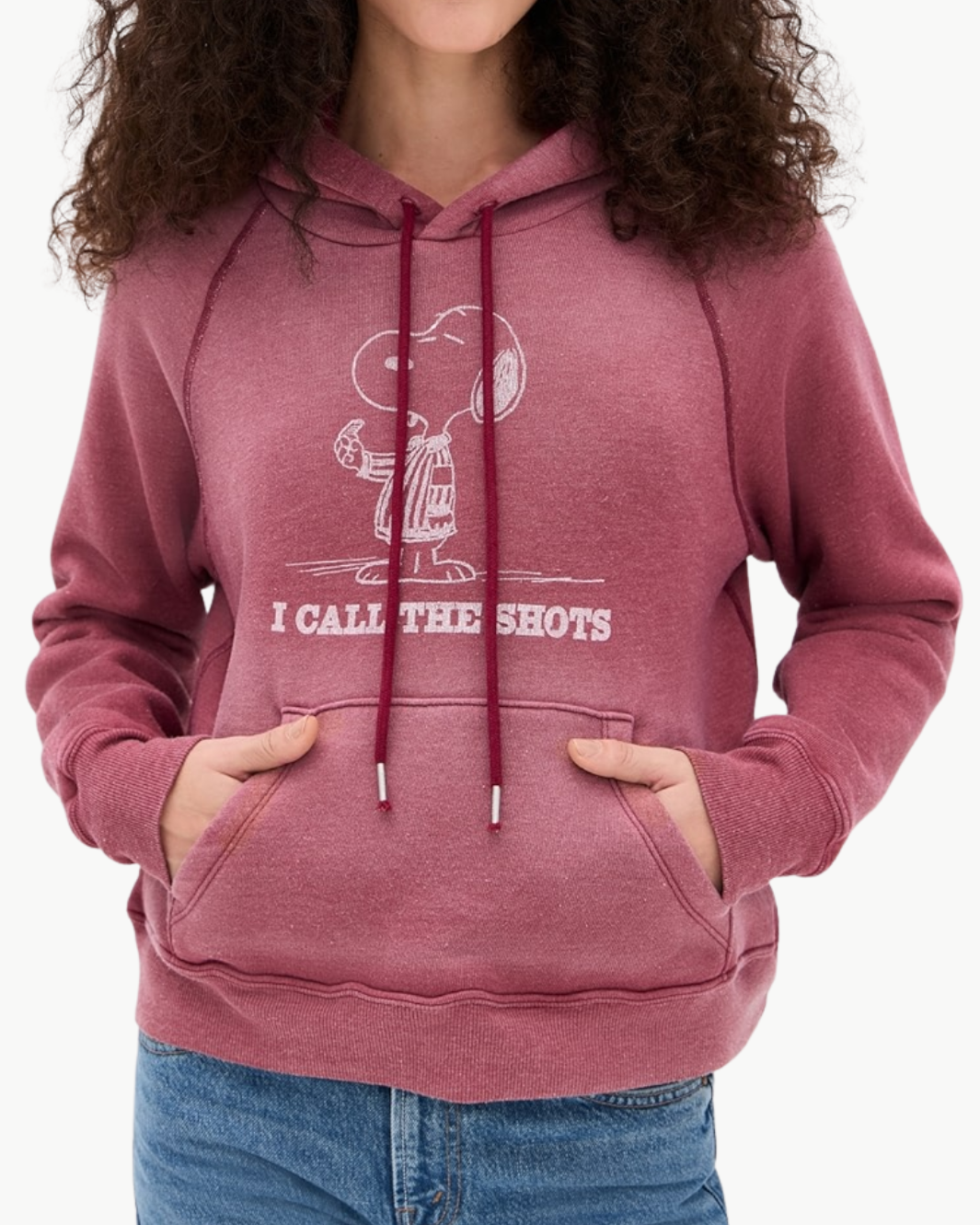 Re/Done THERMAL LINED RAGLAN HOODIE SNOOPY at Romi Boutique