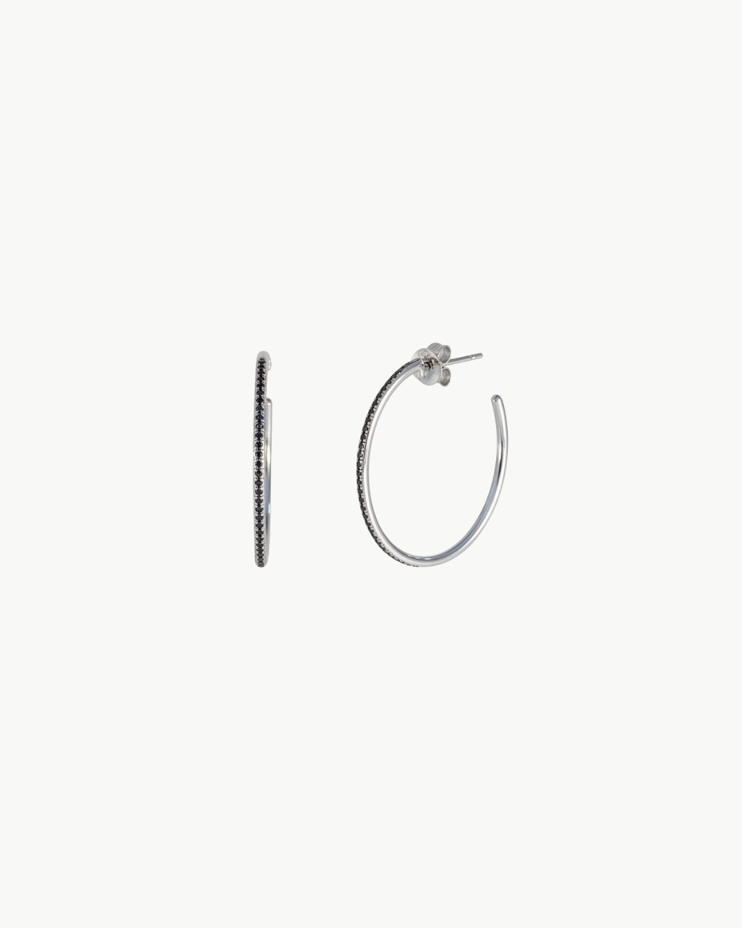 BLACK DIAMOND ESSENTIAL HOOP EARRING IN 14K WHITE GOLD by EF Collection - Romi Boutique