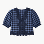 Junie Cotton Top Navy Plaid