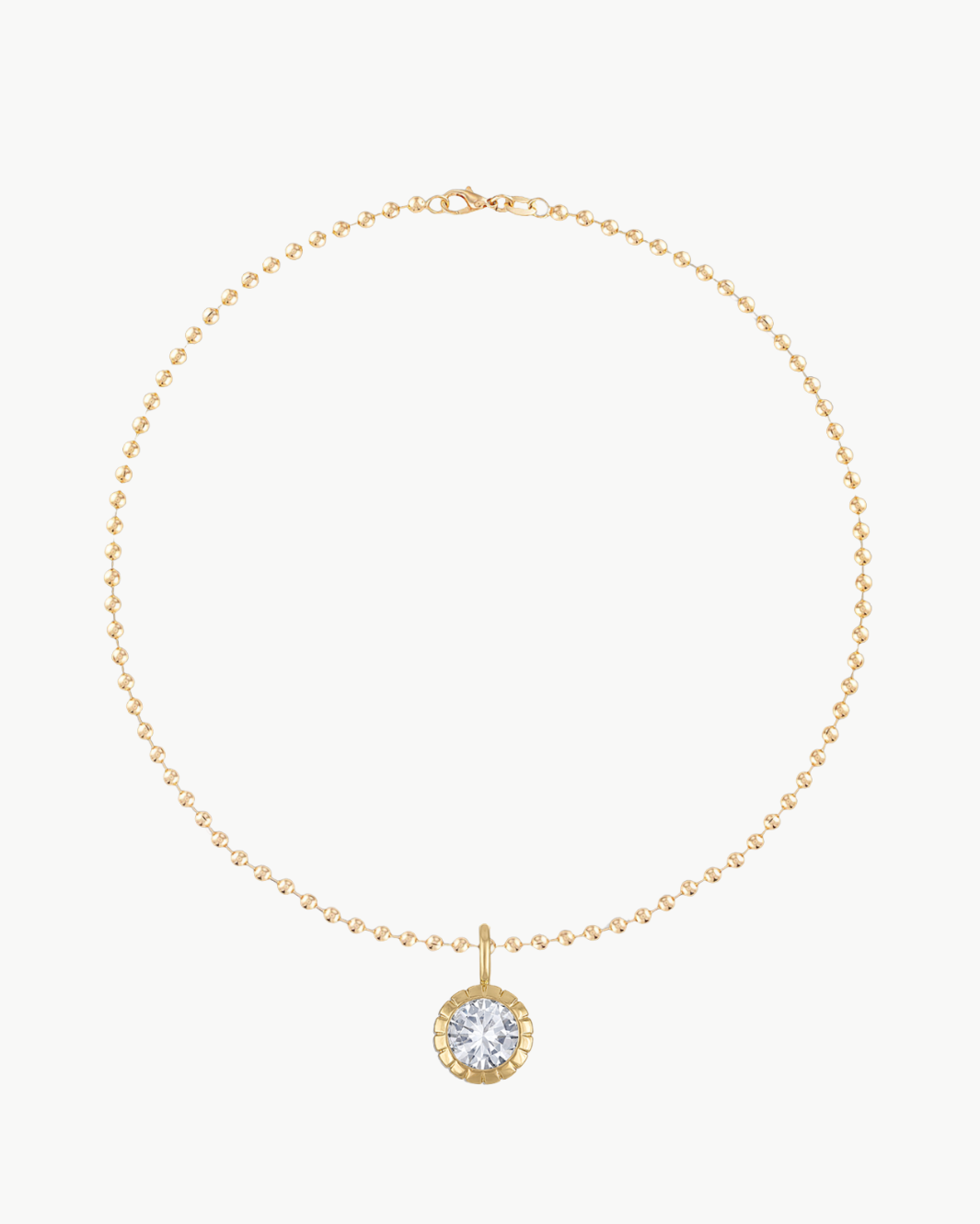 ROUND BEZEL BALL CHAIN NECKLACE IN GOLD
