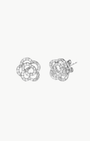 EF Collection Diamond Rose Stud Earring In 14K White Gold at Romi Boutique