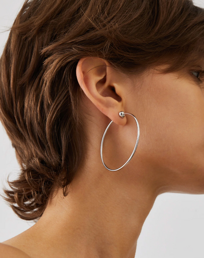 ICON HOOPS SMALL IN RHODIUM - Romi Boutique